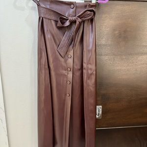 Zara Faux Leather Midi Skirt